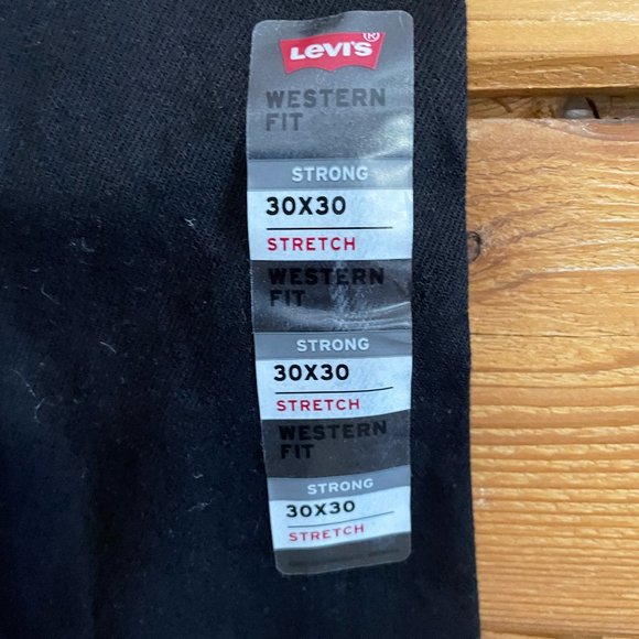 NWT Levi's Jeans Mens Black Western Fit Strong Straight Leg Zip 30x30 - Picture 3 of 10